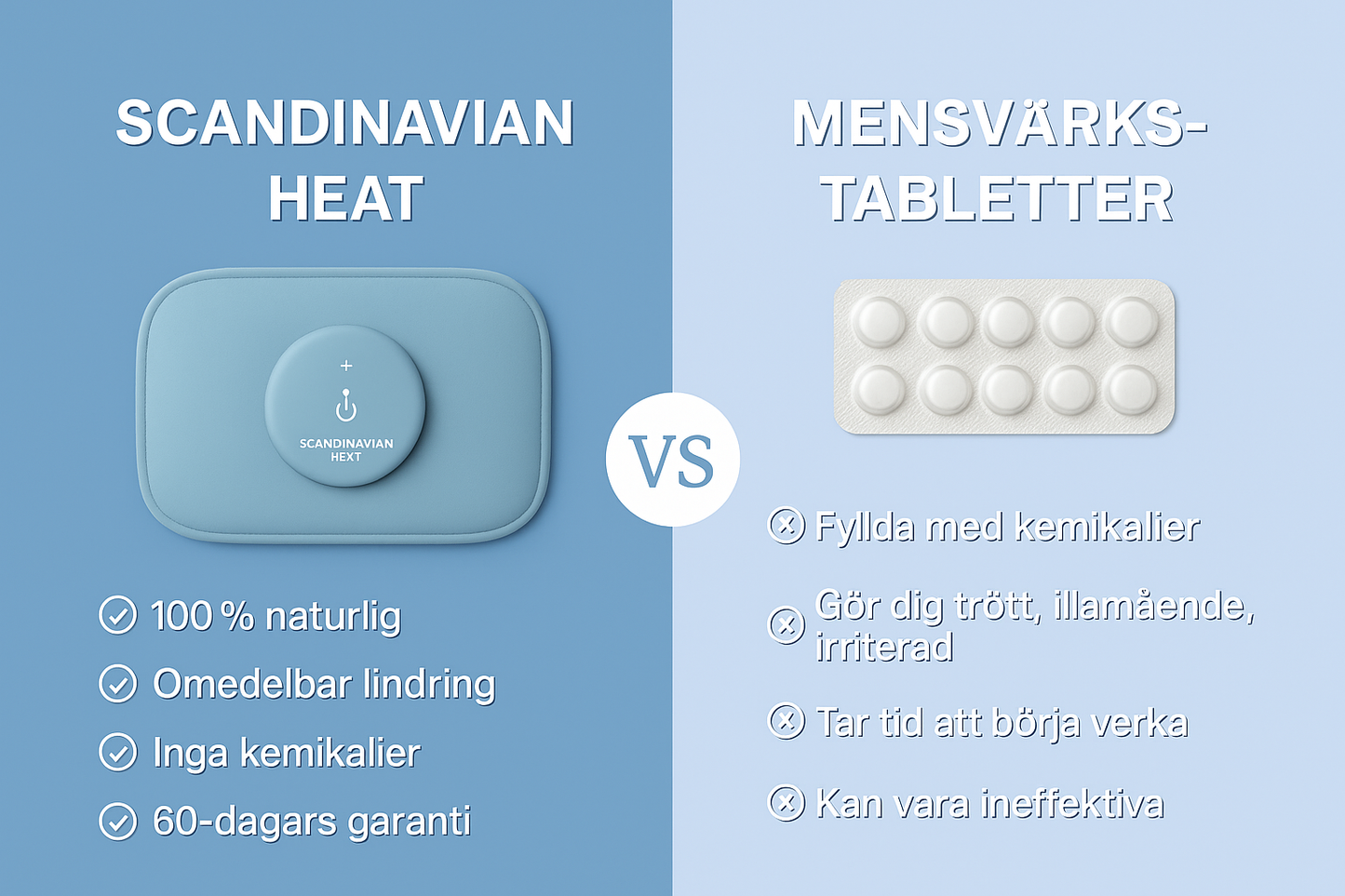 Uppvärmd värmekudde för mensvärk